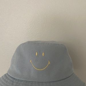 smiley baby blue bucket hat